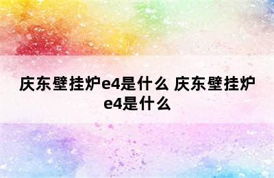 庆东壁挂炉e4是什么 庆东壁挂炉e4是什么